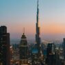 Private jet to Dubai with skyline view of Burj Khalifa