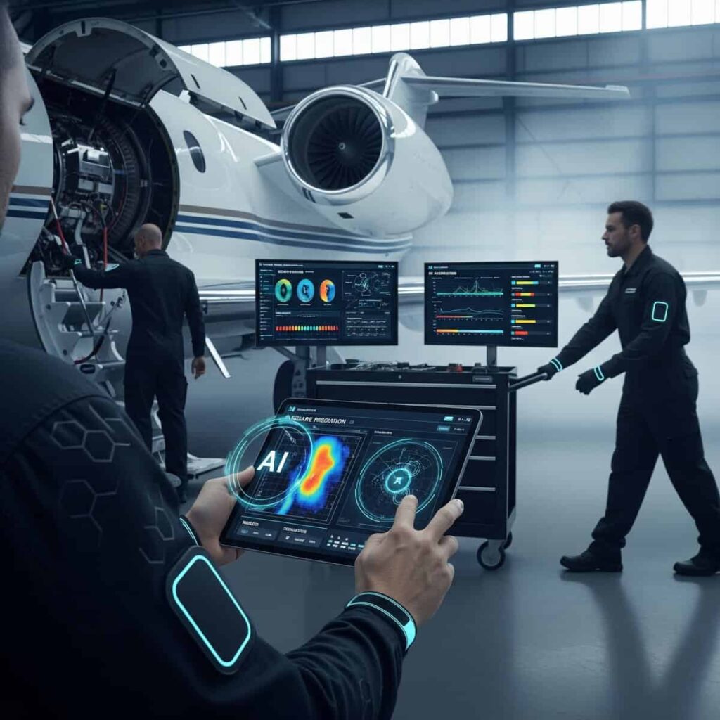 predictive maintenance aviation AI system monitoring private jet engine health diagnostics