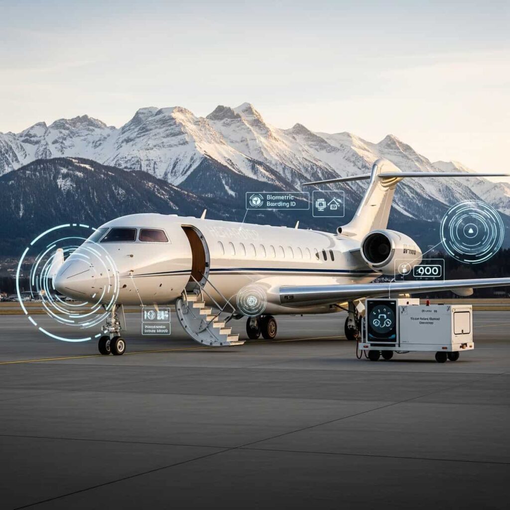 PrivateCharterX AI private aviation smart technology integration Zurich operations