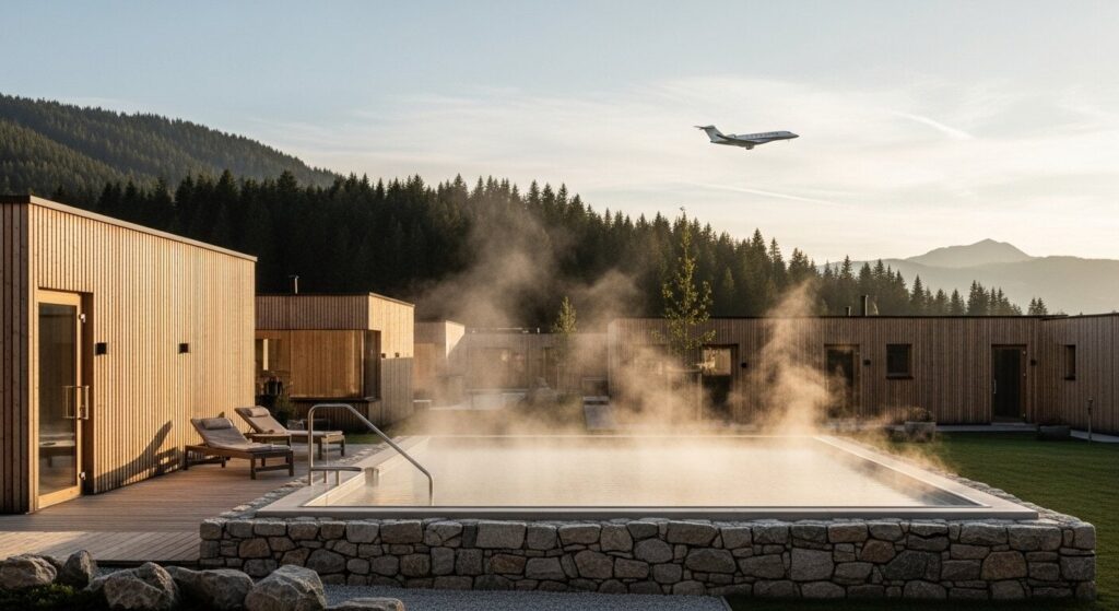 "luxury wellness aviation passengers arriving at sanctuary skylines exclusive wellness destinations