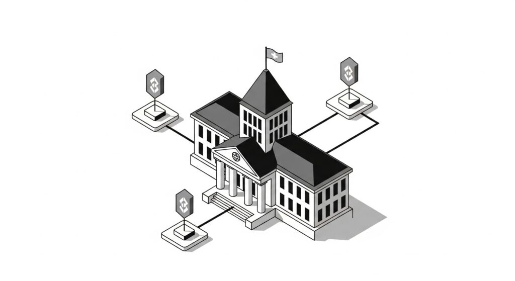 Illustration of regulatory framework for Web3 blockchain health insurance with government oversight and blockchain integration