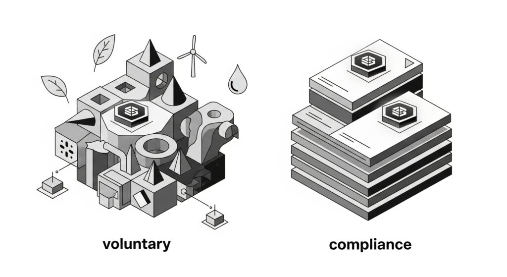 blockchain CO2 offset certificate types voluntary compliance carbon market