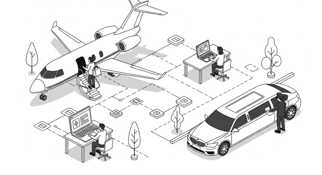 Real-world applications of PrivateCharterX with members booking, flying private jets, and using blockchain-powered services