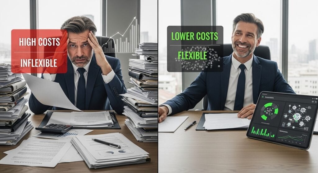 Cost comparison scenario showing fractional jet ownership vs tokenization flexibility advantages for variable usage patterns